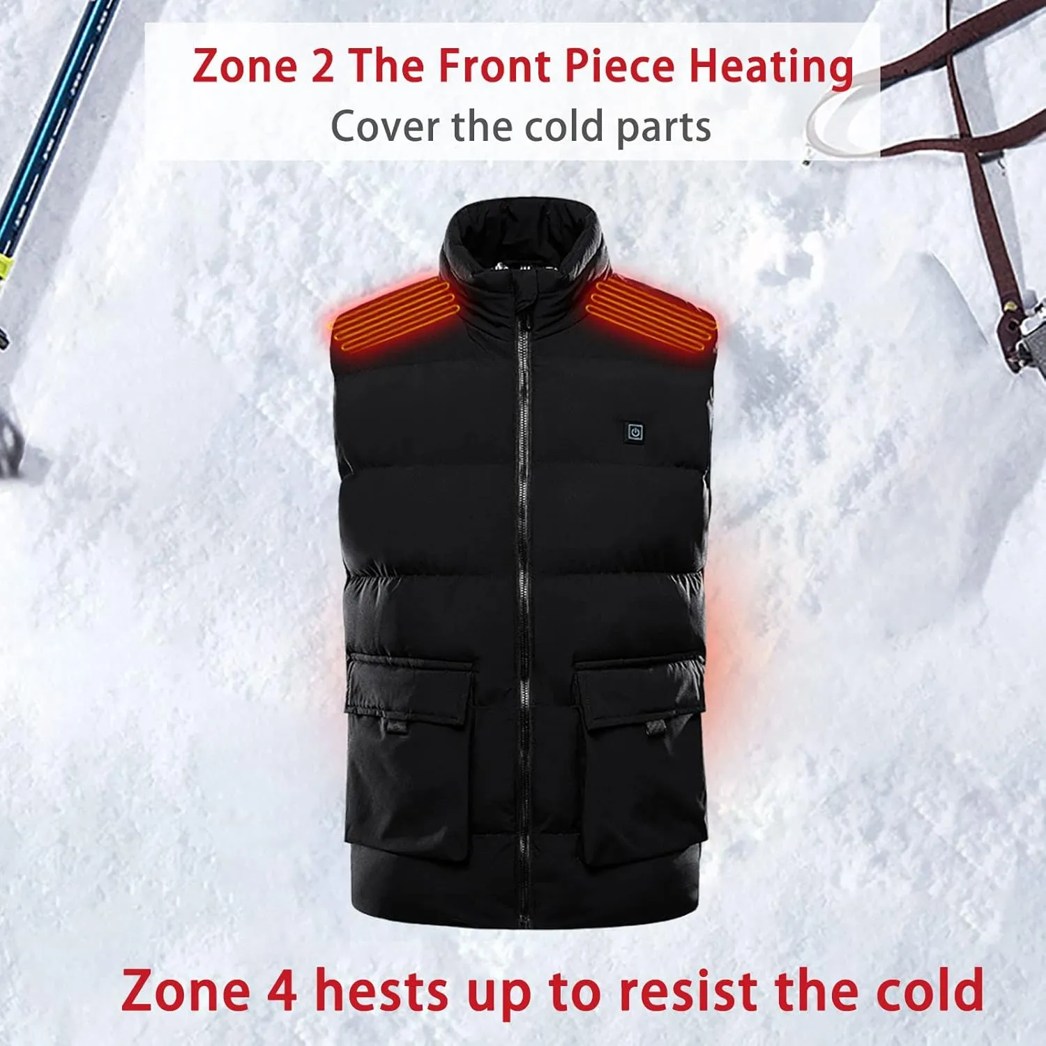 BOXIACEY Heated Vest Winter Thermal Lightweight Vests Zipper Heating Jacket Warming Clothes Heated Vest for Men Women