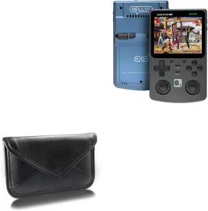BoxWave Case Compatible with Game Kiddy GKD Plus - Elite Leather Messenger Pouch, Synthetic Leather Cover Case Envelope Design - Jet Black