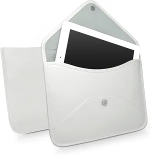 BoxWave Case Compatible with Prestigio Grace 4891 - Elite Leather Messenger Pouch, Synthetic Leather Cover Case Envelope Design - Ivory White