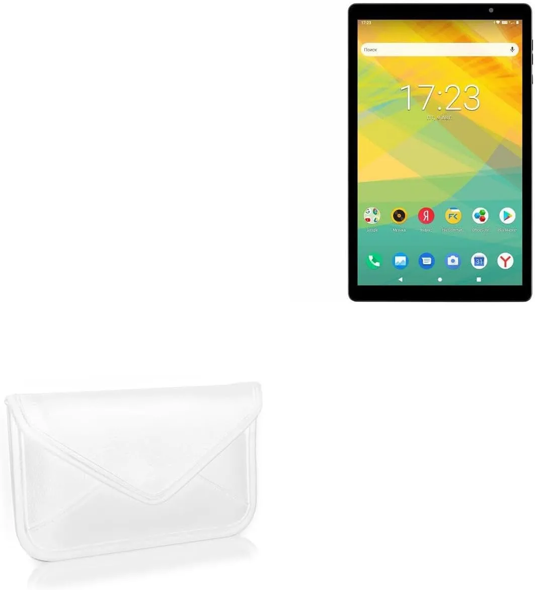 BoxWave Case Compatible with Prestigio Grace 4991 - Elite Leather Messenger Pouch, Synthetic Leather Cover Case Envelope Design - Ivory White