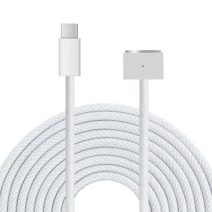 Braided 140W USB-C to Magnetic 3 Power Cable, Compatible with MacBook Pro M1/M2/M3 Pro/Max 14"/16" 2021/2022/2023 & MacBook Air 13.6"/15.3" M2/M3 2022/2023/2024-6.6ft (Silver)
