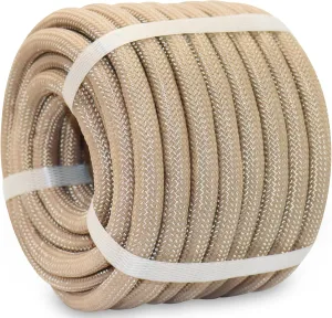 Braided Polyester Rope 1/2 in x 50 ft Heavy Duty Rope - Strong Outdoor Rope for Tree Work Swing Pulling Sailing Camping Nautical (Brown)