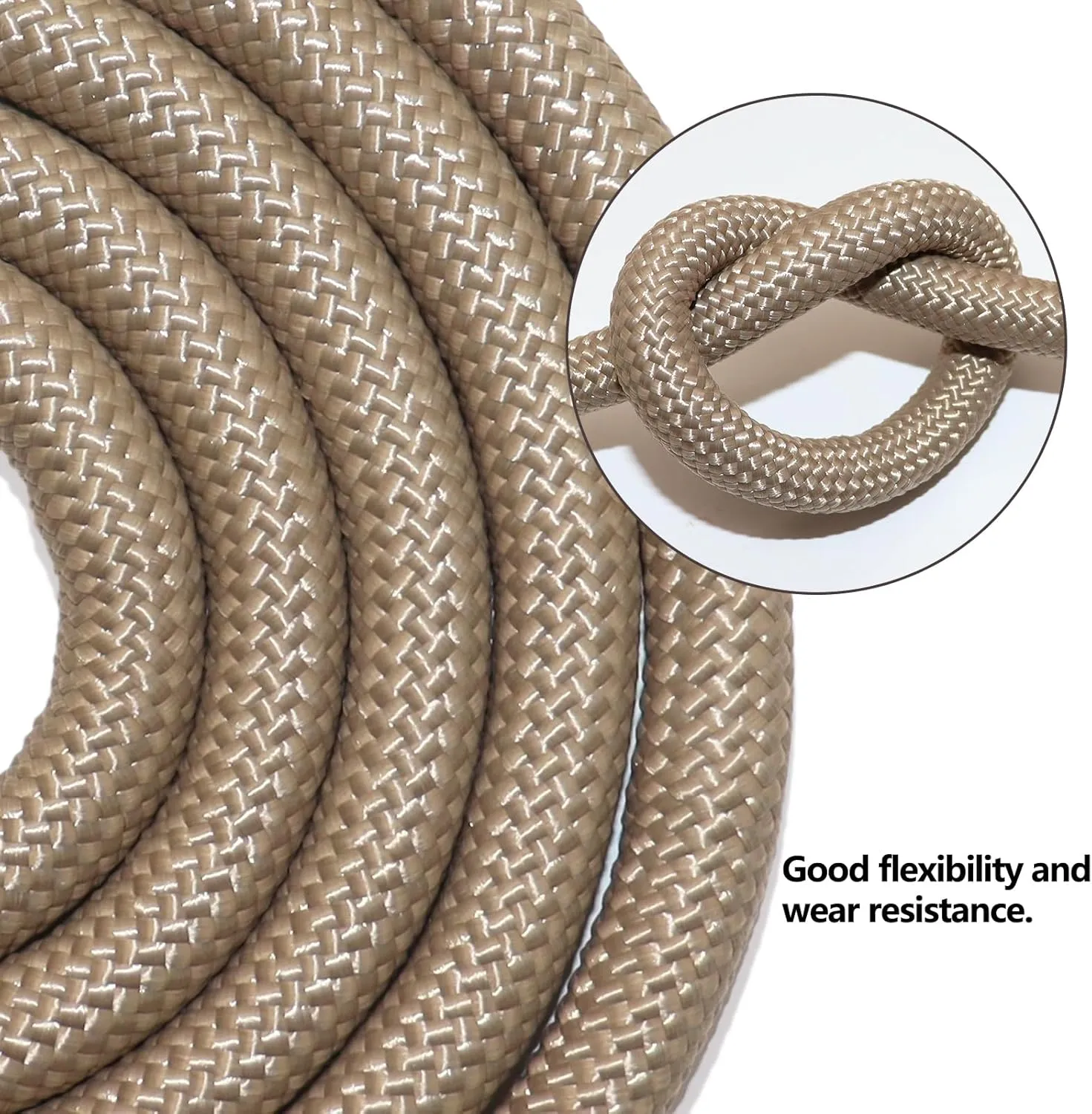 Braided Polyester Rope 1/2 in x 50 ft Heavy Duty Rope - Strong Outdoor Rope for Tree Work Swing Pulling Sailing Camping Nautical (Brown)
