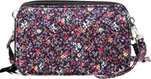Brentano Cotton quilted double-zipper crossbody wallet purse and clutch