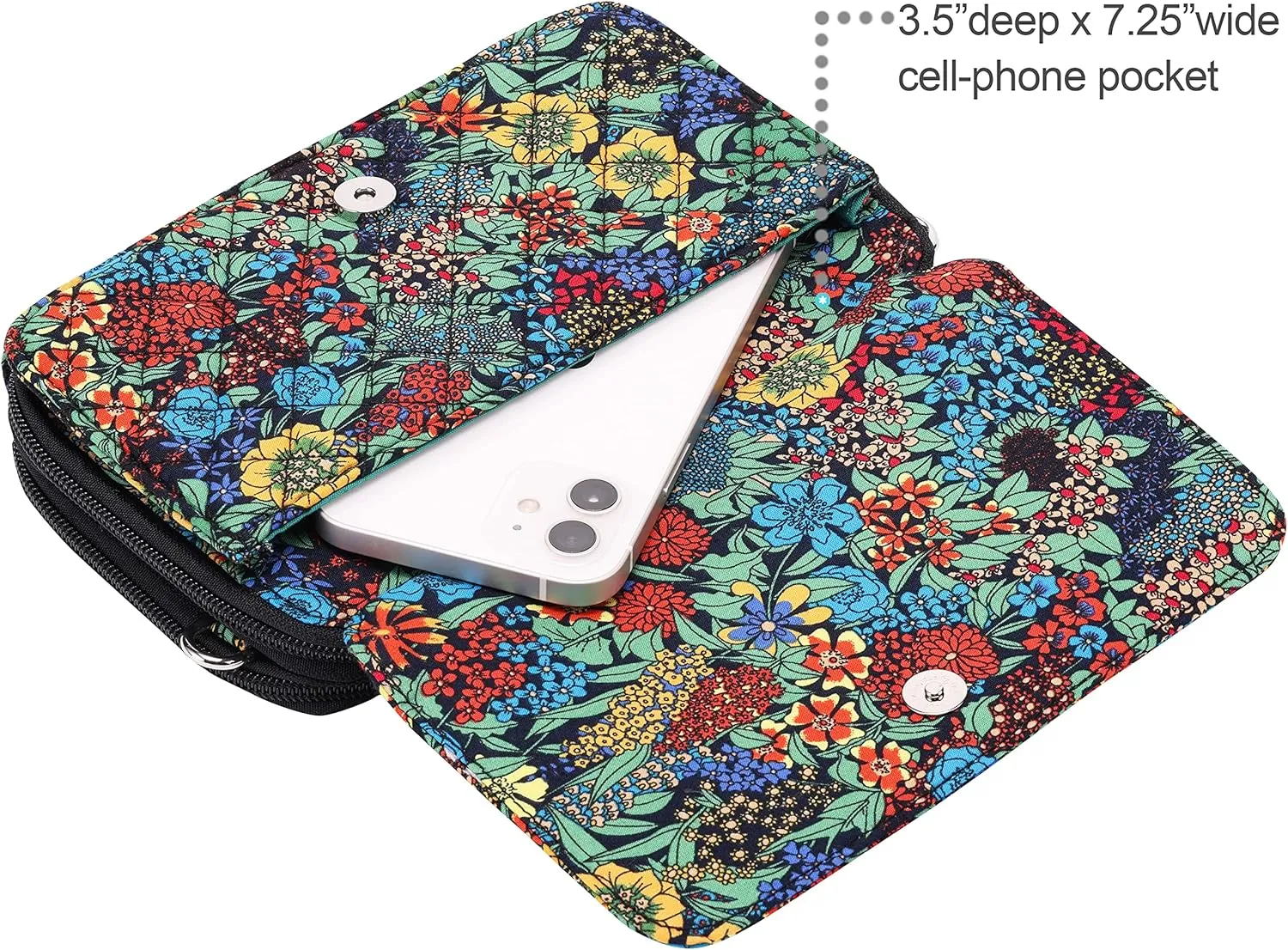 Brentano Cotton quilted double-zipper crossbody wallet purse and clutch