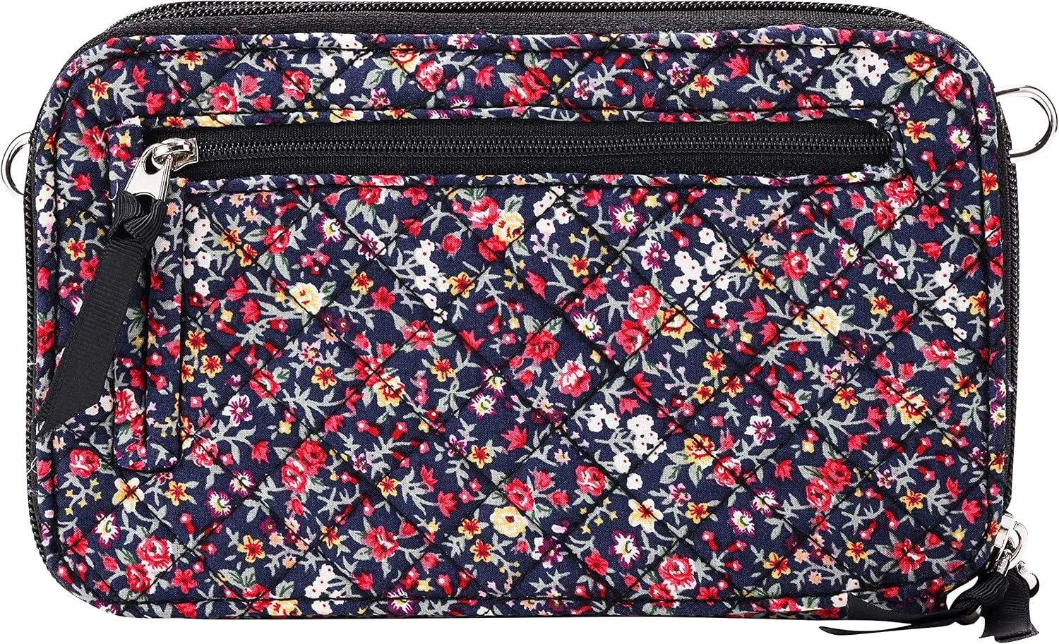Brentano Cotton quilted double-zipper crossbody wallet purse and clutch