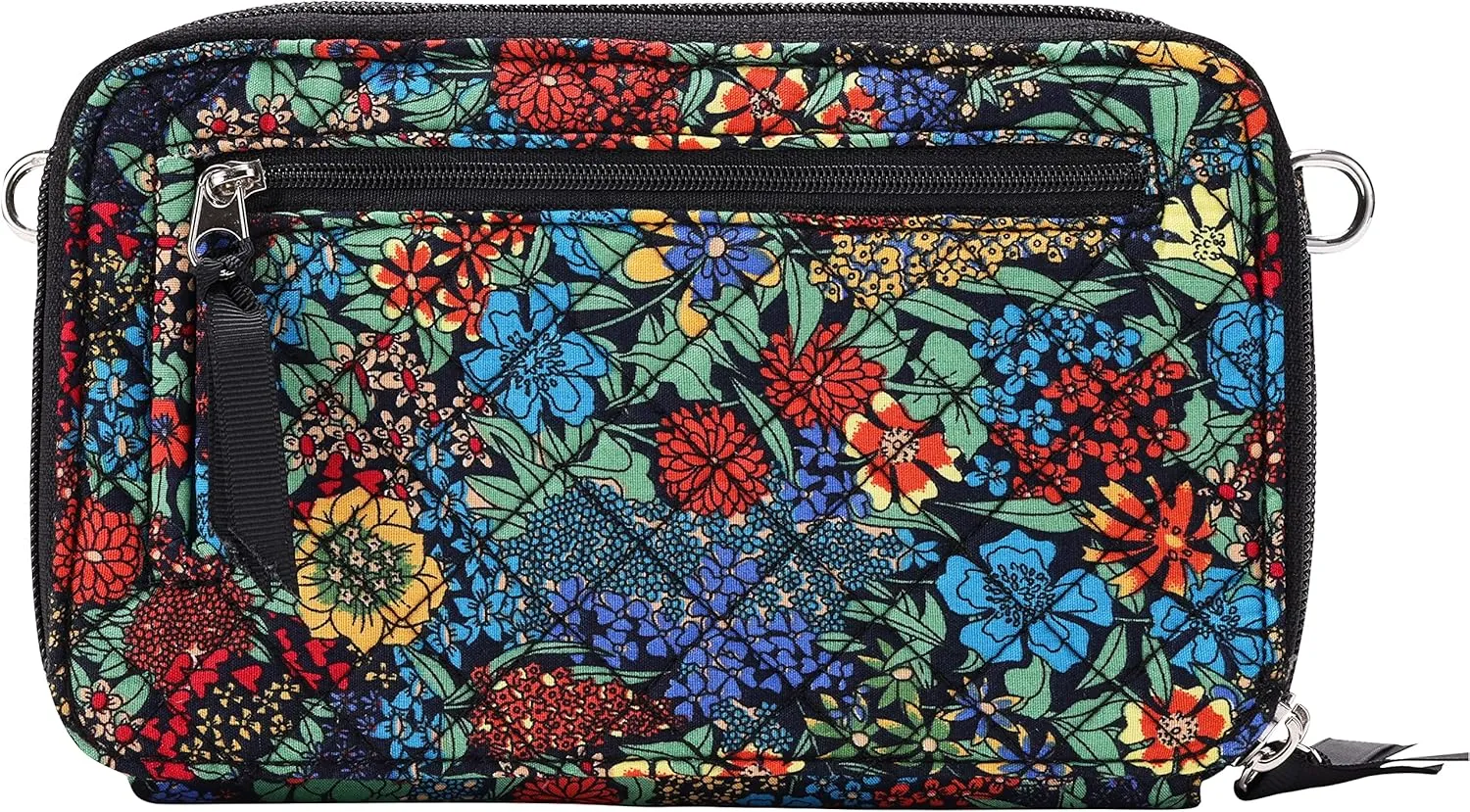 Brentano Cotton quilted double-zipper crossbody wallet purse and clutch