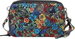 Brentano Cotton quilted double-zipper crossbody wallet purse and clutch