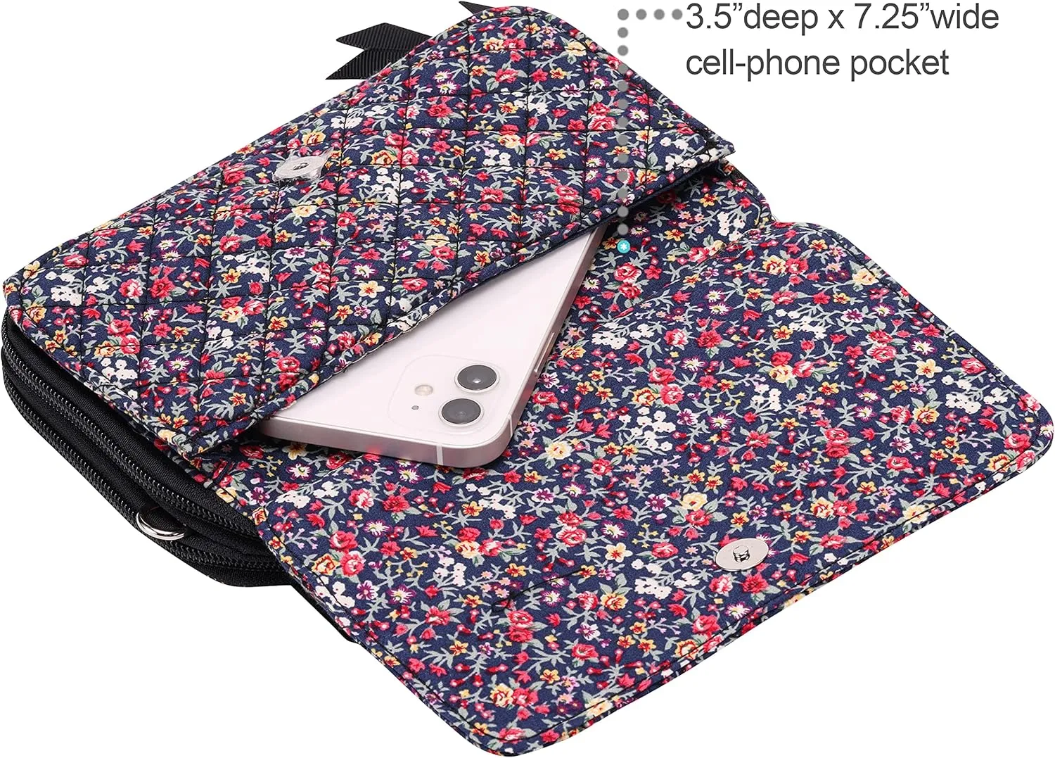 Brentano Cotton quilted double-zipper crossbody wallet purse and clutch