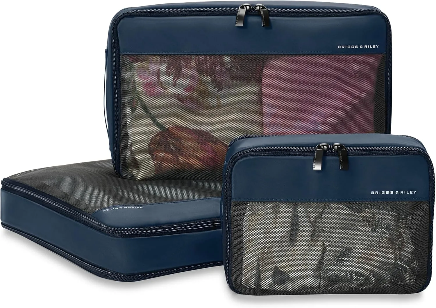 Briggs & Riley Travel Essentials Compression Packing Cube Sets, Navy, One Size, Checked