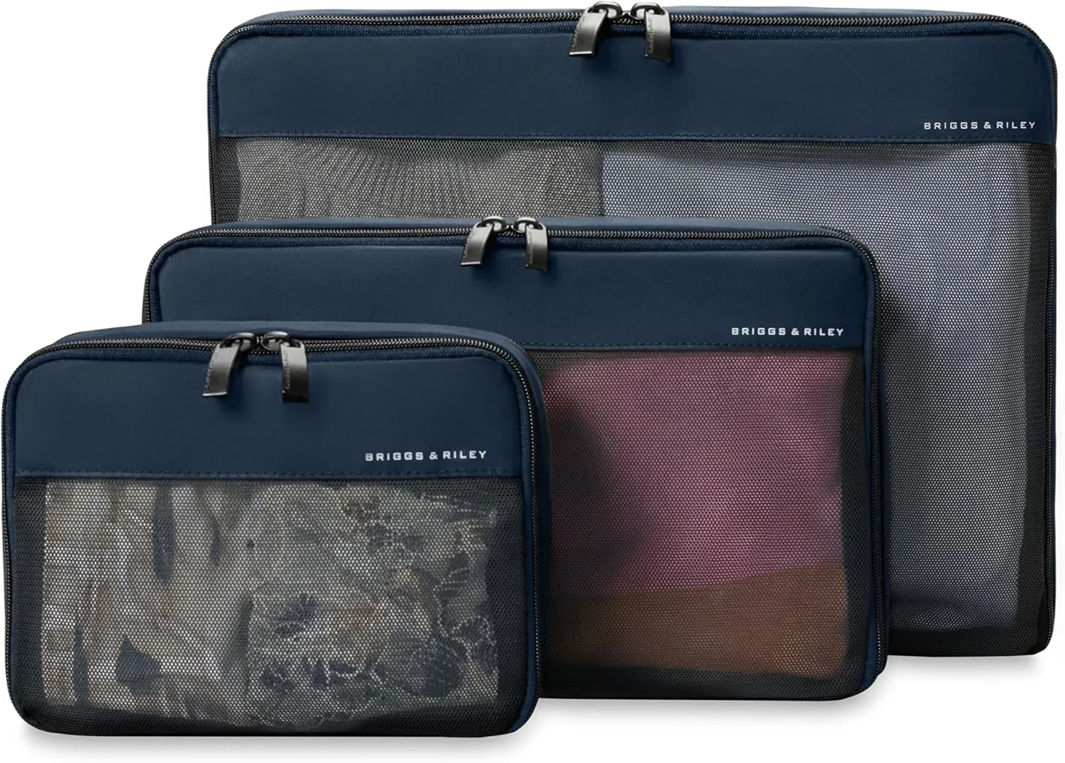 Briggs & Riley Travel Essentials Compression Packing Cube Sets, Navy, One Size, Checked