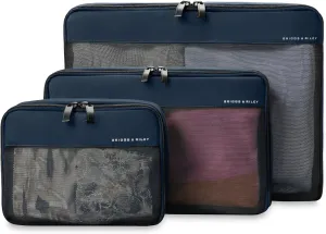 Briggs & Riley Travel Essentials Compression Packing Cube Sets, Navy, One Size, Checked