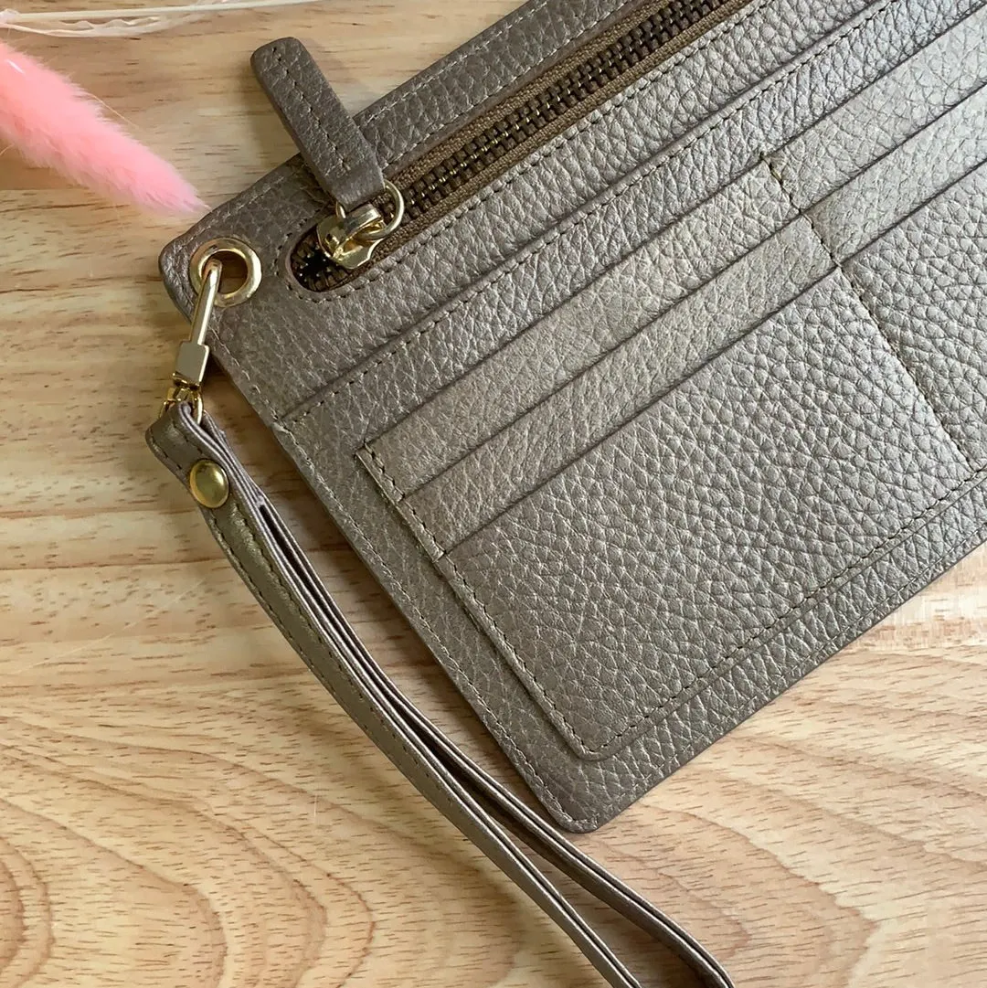Bronze Leather Wrist Purse