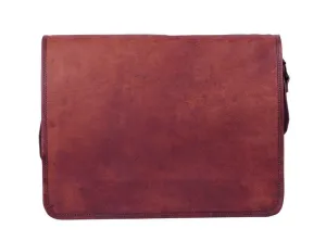 Brown 100% Leather Messenger Bag for Laptop Handmade Briefcase Satchel Mens Crossbody Laptop Bag (11x15 Inches)