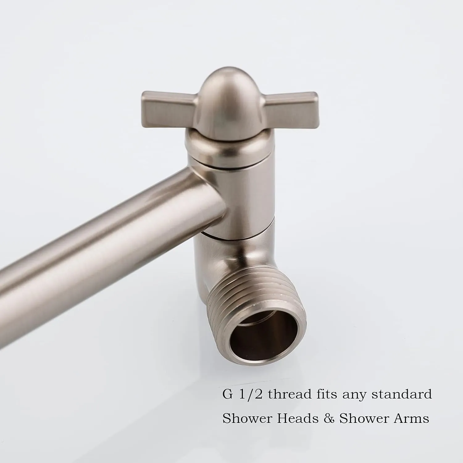Brushed Nickel Shower Extender Arm, Height & Angle Adjustable with Unique Locking Gear, 5 Inch Anti-Leak Arm