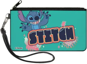 Buckle-Down Disney Wallet, Zip Clutch, Lilo and Stitch Stitch Claws Out Pose and Title Blue, Canvas