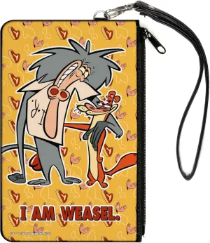 Buckle-Down Warner Bros. Animation Zip Around Clutch Wristlet Travel & Credit Card Holder Wallet, I Am Weasel IR Baboon Pose and Title Logo Yellows, Canvas