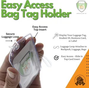 Bulk 25 Pack - Easy Access Clear Plastic Luggage Identification Tags with Loops Included - Business Card or Photo Insert Bag Tags - Great for Travel and Student ID’s by Specialist ID
