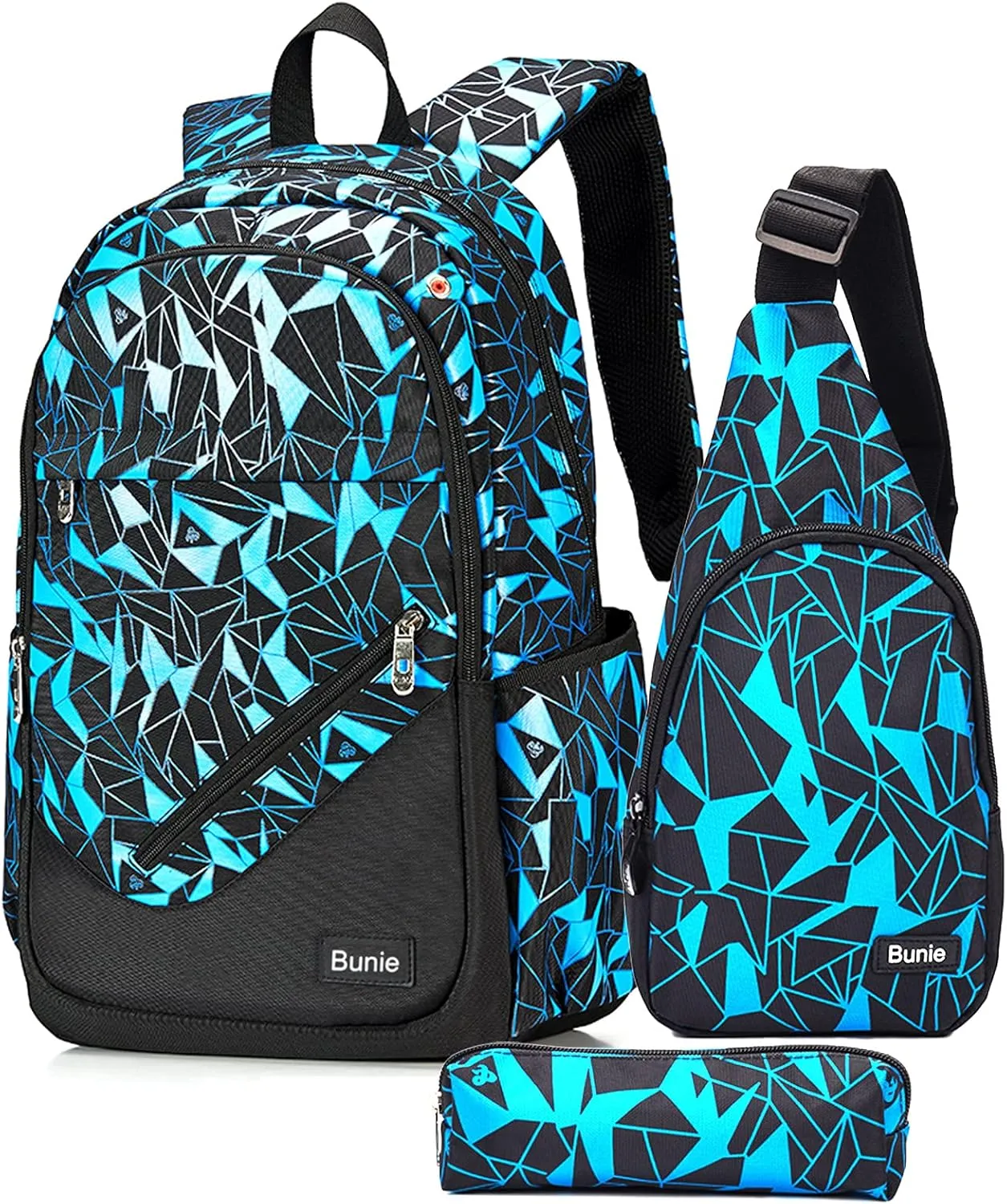 bunie School Backpack for Boys Large Bookbag Boys Backpacks Elementary Middle High School Bags Kids Cool Back Pack Children 7 8 9 10 11 12 13 14 15 16 Years Old (Blue)
