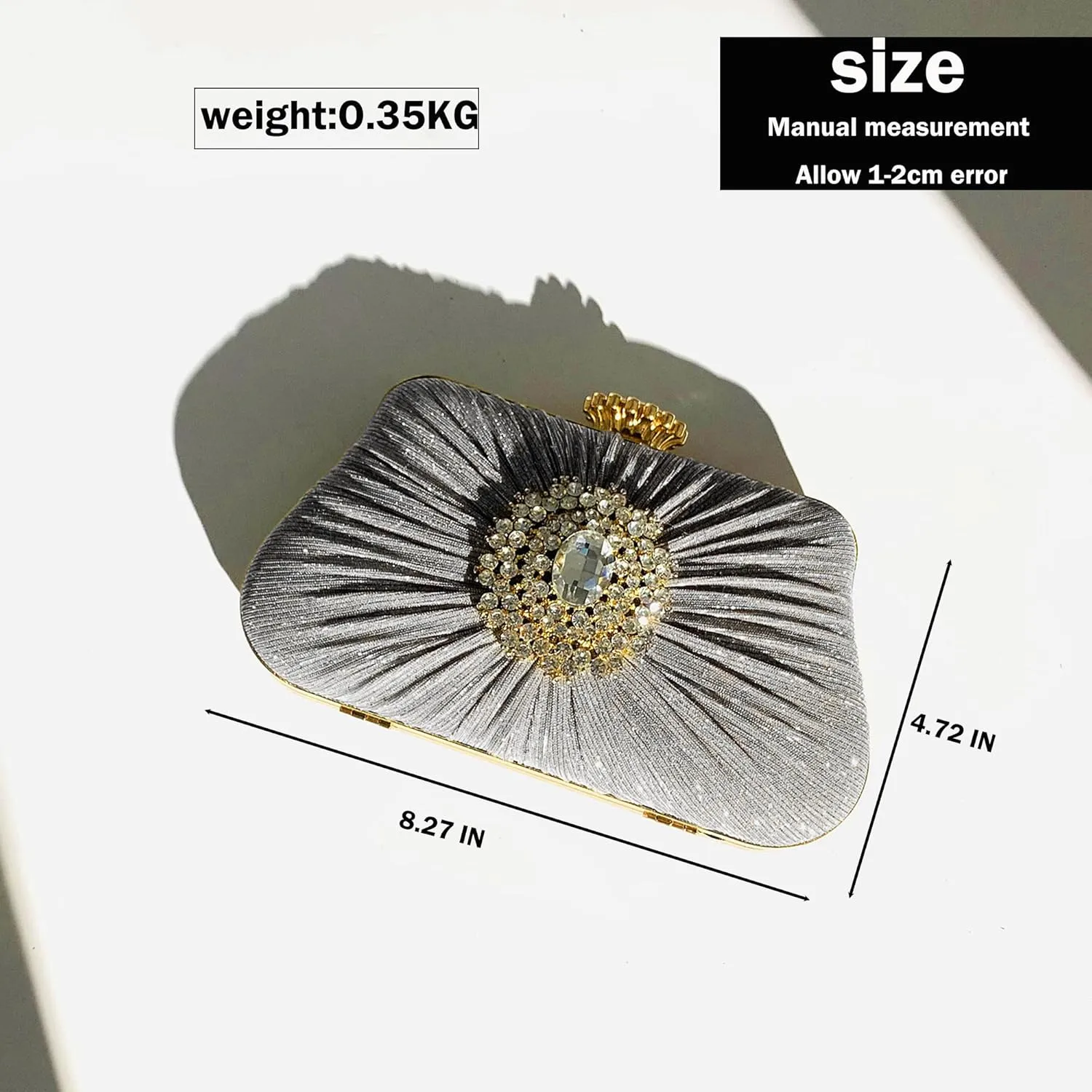 Buric Glitter Clutch Purses For Women Pleated Diamond Evening Handbag For Bridal Wedding Party With Rhinestone Bag