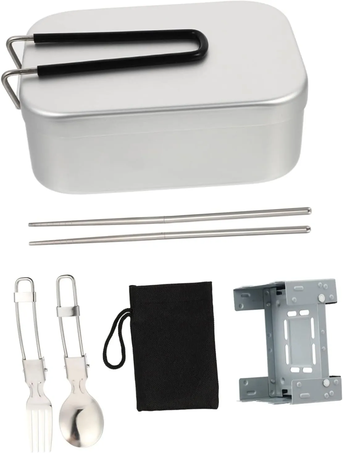 Cabilock 1Set Portable Lunch Box Kit with Folding Oven Utensils Lightweight Camping Food Container for Travel School Picnics Fishing and Outdoor Activities