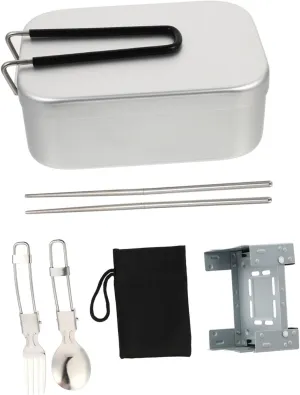 Cabilock 1Set Portable Lunch Box Kit with Folding Oven Utensils Lightweight Camping Food Container for Travel School Picnics Fishing and Outdoor Activities