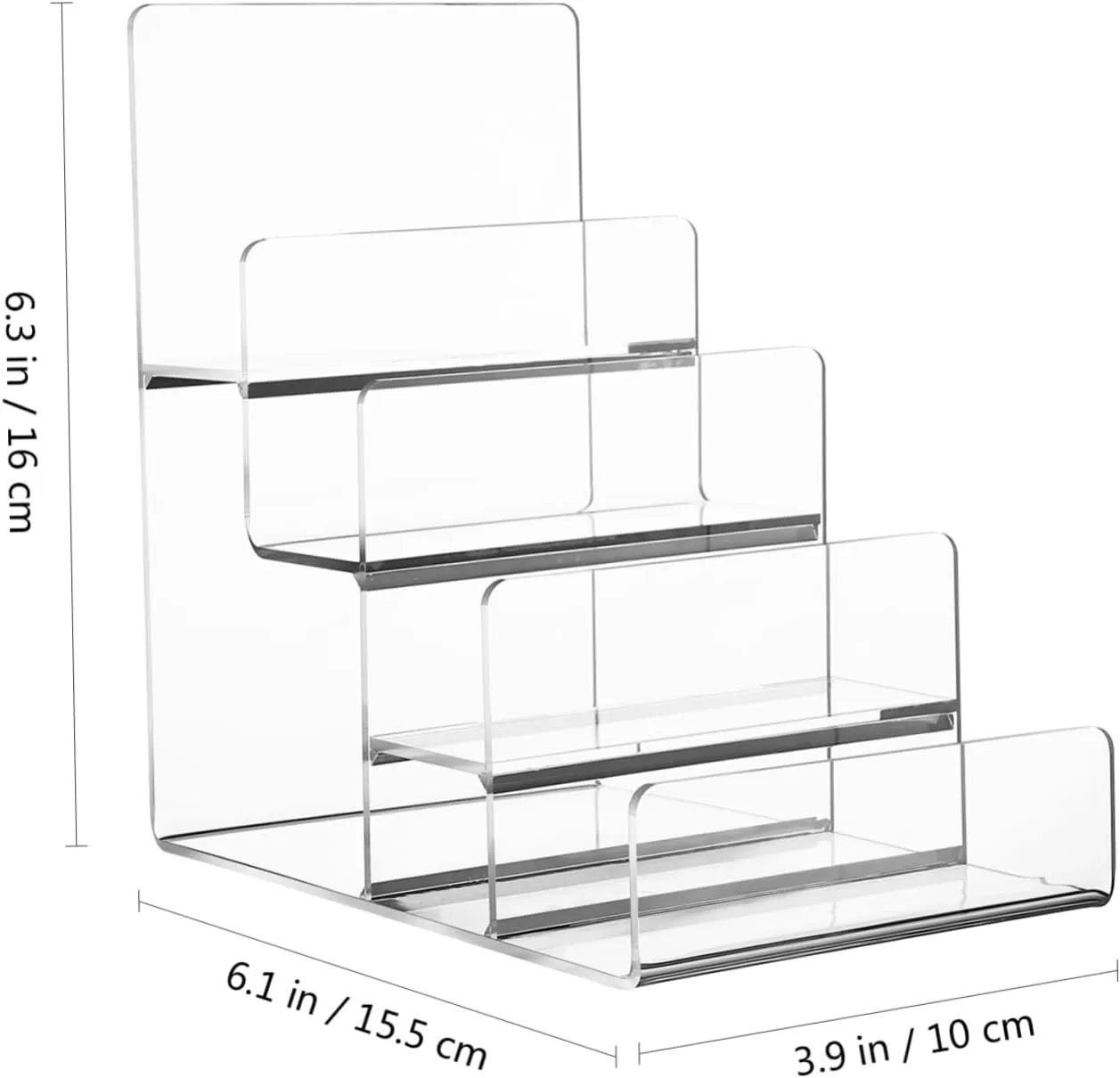 Cabilock Purse Stands for Display, 4-Tier Acrylic Clear Display Risers 7.8" Purse Perfume Organizer Stand Holder, Acrylic Wallet Handbag Organizer for Dessert Cupcake Jewelry Figure