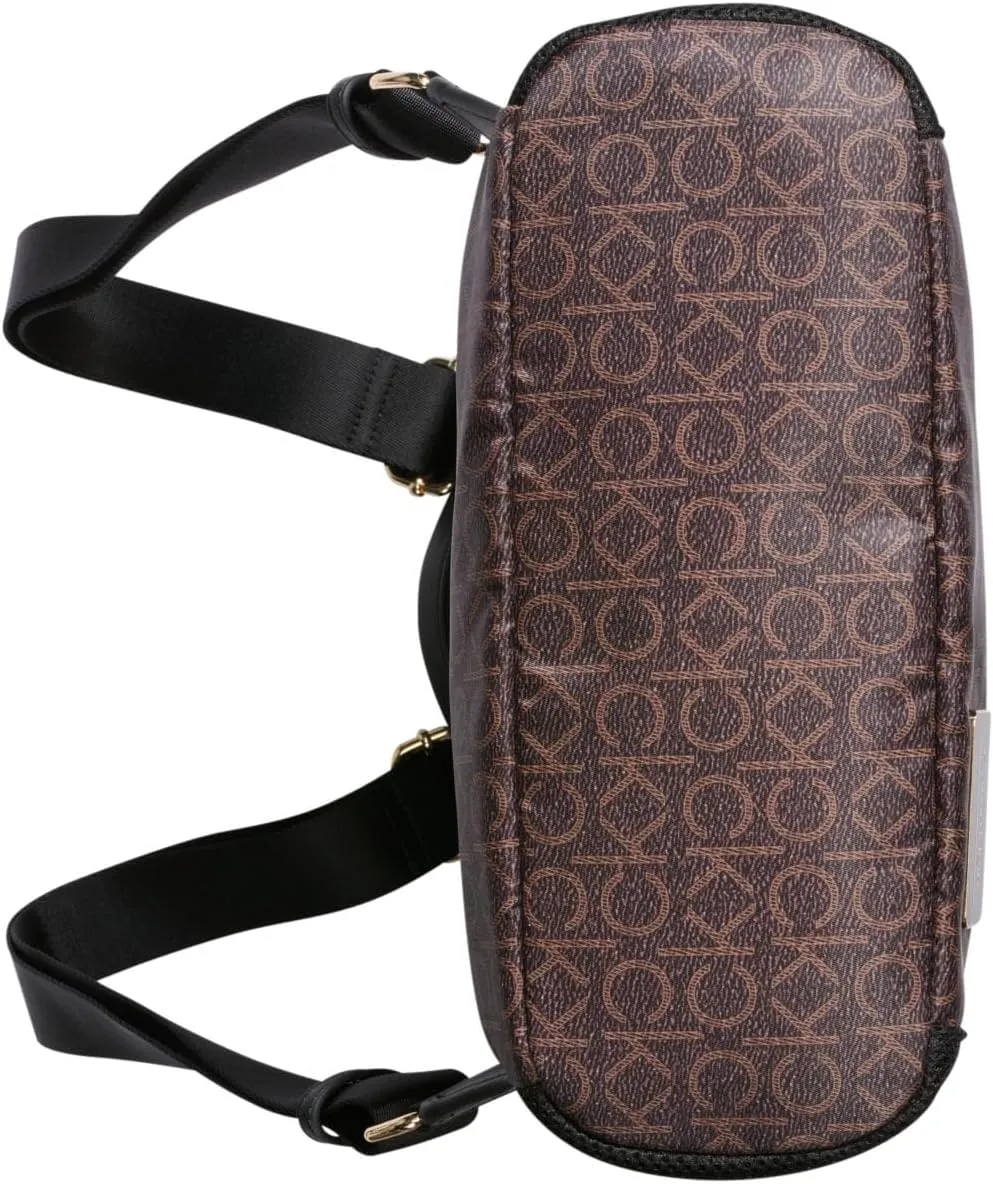 Calvin Klein Jessie Organizational Backpack, Brown/Khaki/Black, One Size