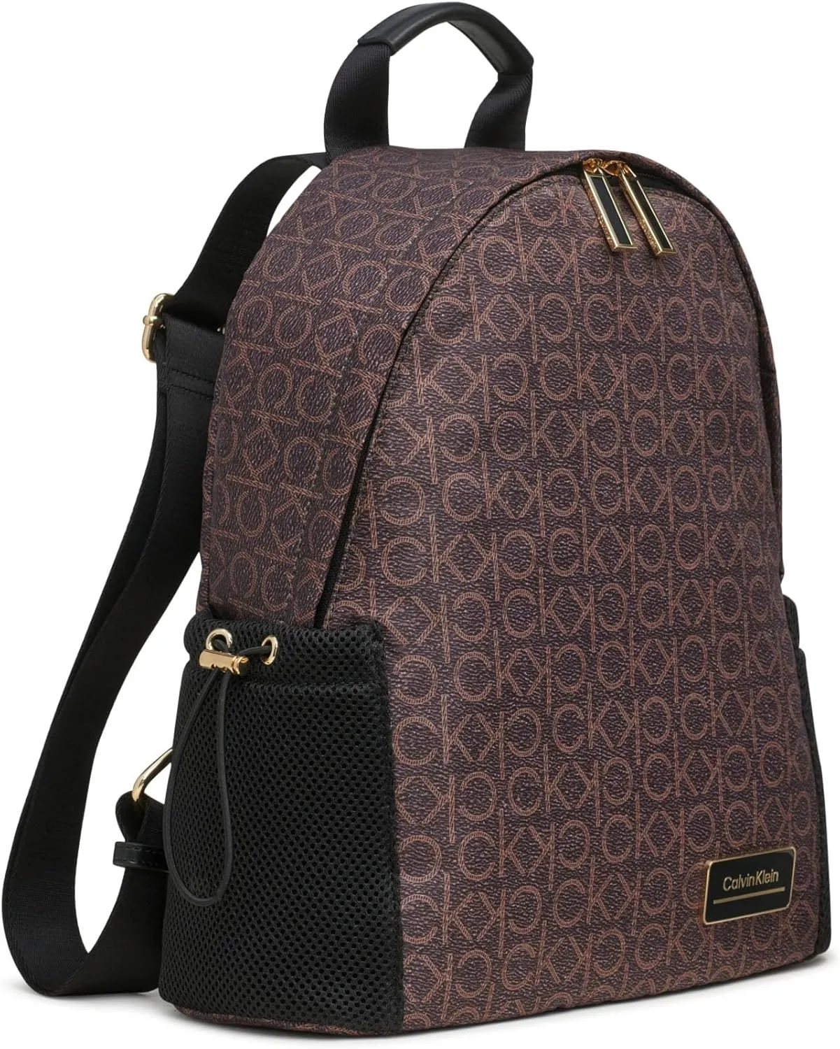 Calvin Klein Jessie Organizational Backpack, Brown/Khaki/Black, One Size