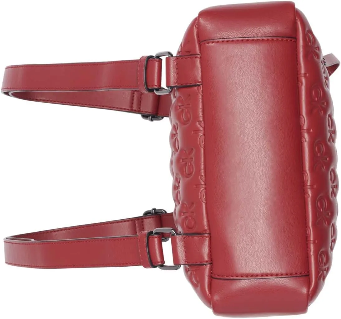 Calvin Klein Reyna Signature Key Item Flap Backpack, Bloodstone Puffy Logo, One Size