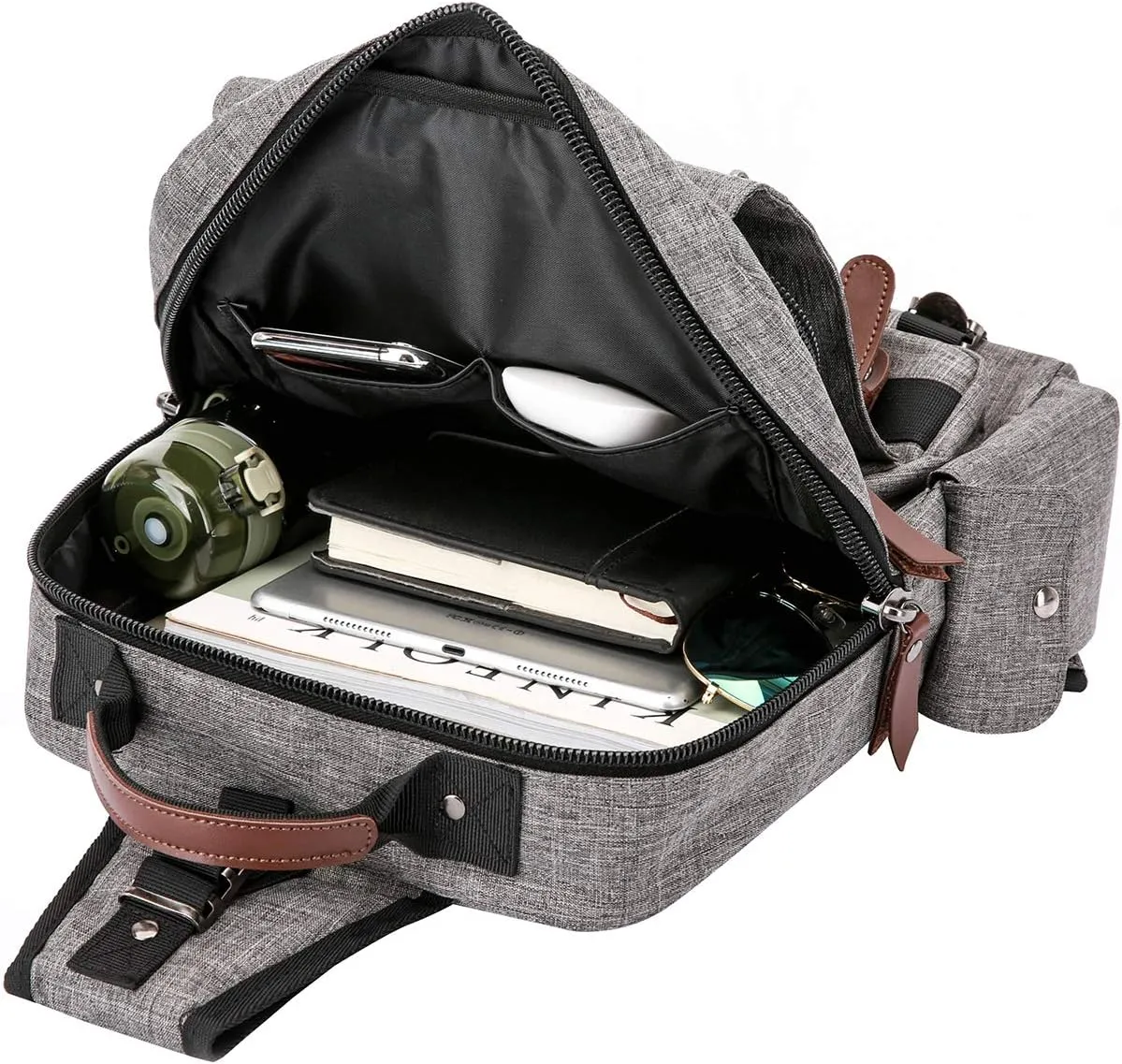 Canvas Cross Body Messenger Bag for Men Women Sling Shouler Backpack Travel Rucksack