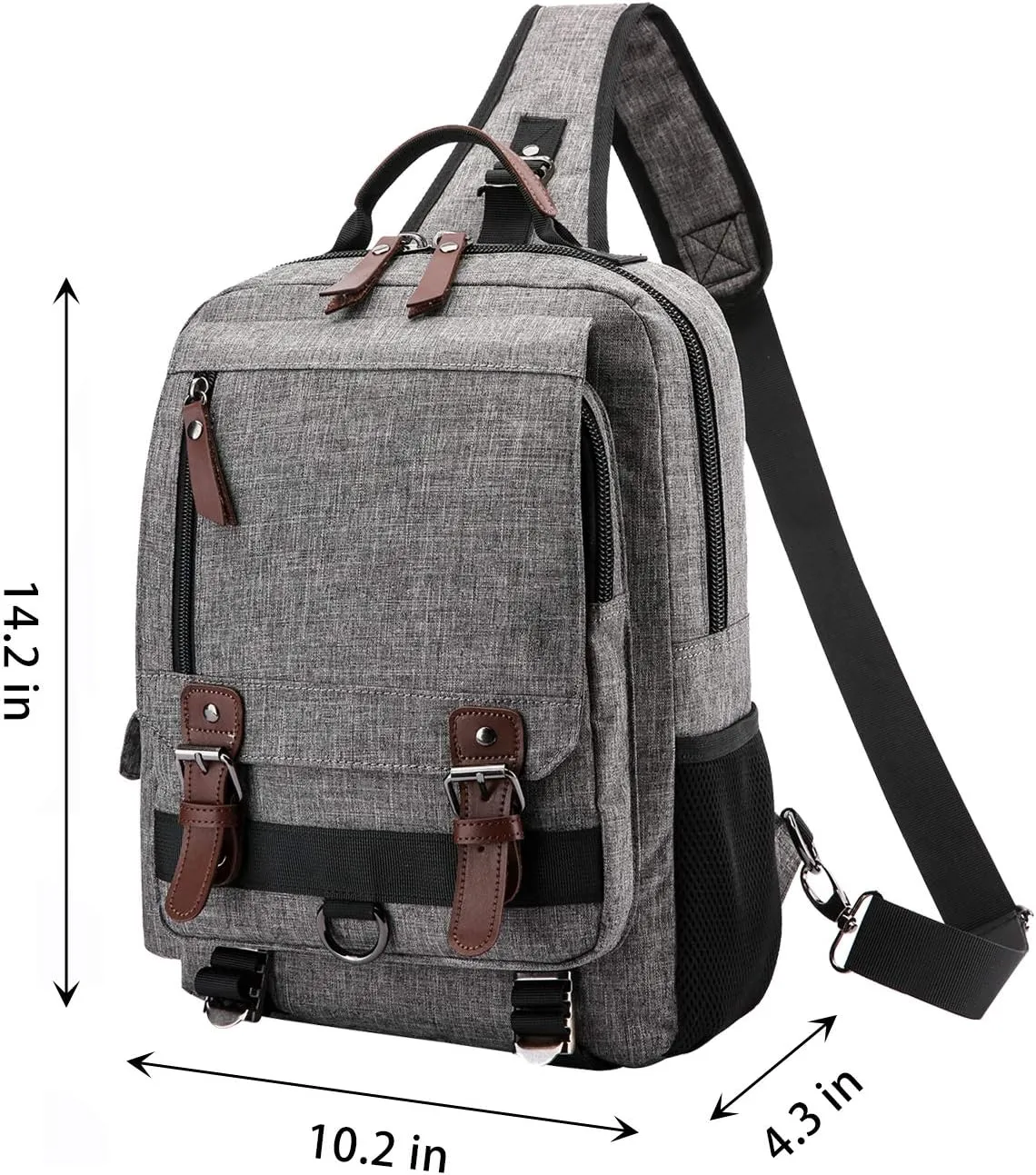Canvas Cross Body Messenger Bag for Men Women Sling Shouler Backpack Travel Rucksack