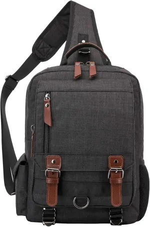 Canvas Cross Body Messenger Bag for Men Women Sling Shouler Backpack Travel Rucksack