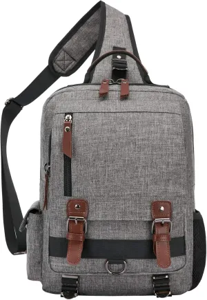 Canvas Cross Body Messenger Bag for Men Women Sling Shouler Backpack Travel Rucksack