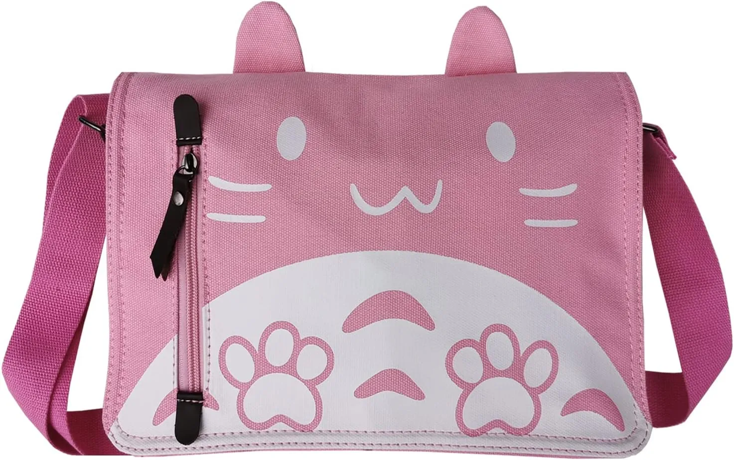 Canvas Cute Cat Kitty Messenger Bag Girls Crossbody Bag Shoulder Bag Cute Satchel School Bag