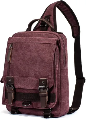 Canvas Messenger Bag Crossbody Shoulder Backpack Sling Bag Rucksack Daypack Casual Travel