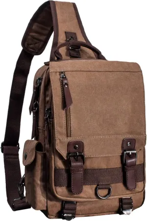 Canvas Messenger Bag Crossbody Shoulder Backpack Sling Bag Rucksack Daypack Casual Travel