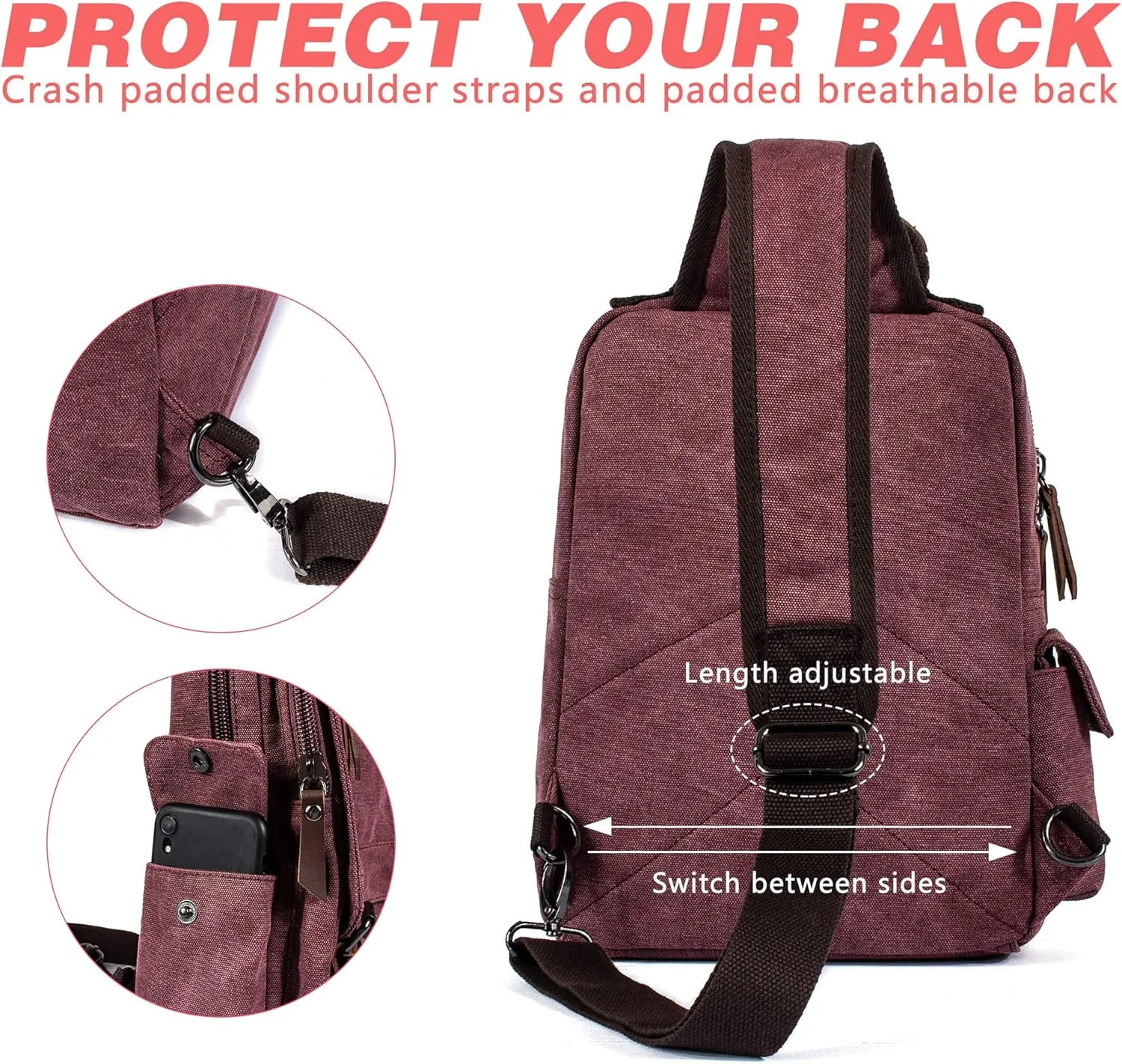Canvas Messenger Bag Crossbody Shoulder Backpack Sling Bag Rucksack Daypack Casual Travel