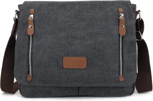 Canvas Messenger bag for Men Women, Shoulder Crossbody Bag for 13.3" Laptop, Office,Business