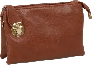 Caracol Women's Crossbody Purse Bag With Adjustable Removable Shoulder Strap and Wristlet Vegan Leather