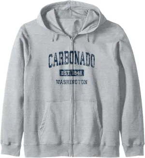 Carbonado Washington WA Vintage Athletic Sports Design Zip Hoodie