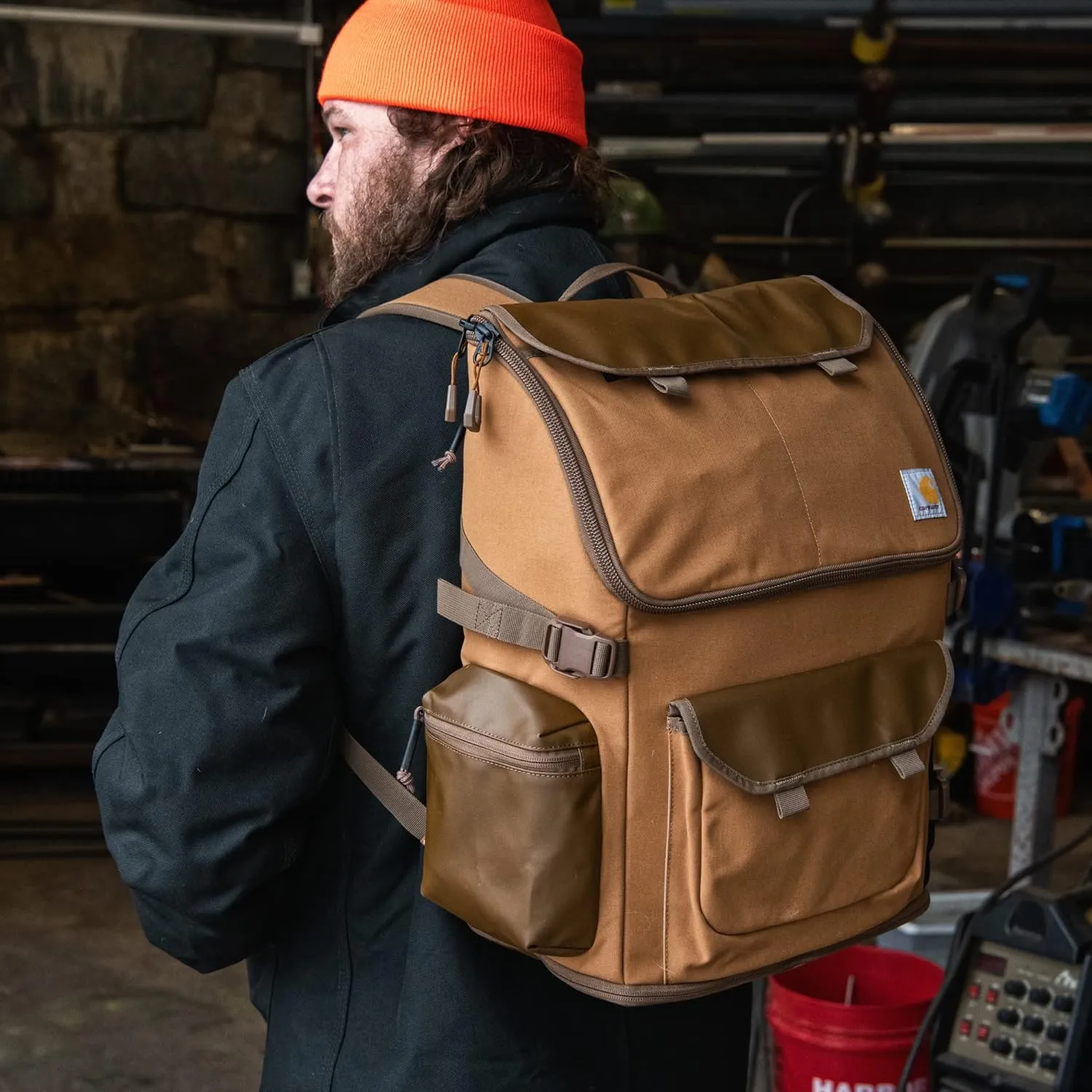 Carhartt 35L Nylon Workday Backpack, Durable Water-Resistant Pack with 15" Laptop Sleeve and Adjustable Shoulder Straps, Blind Duck Camo, One Size