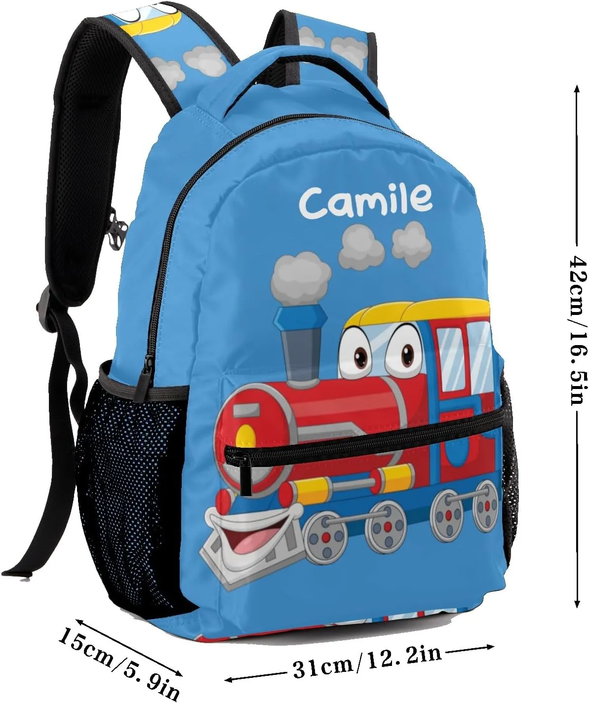 Cartoon Train Personalized Kids School Backpack Custom Name for Boys Girls Primary Daypack Bookbag Travel Bag