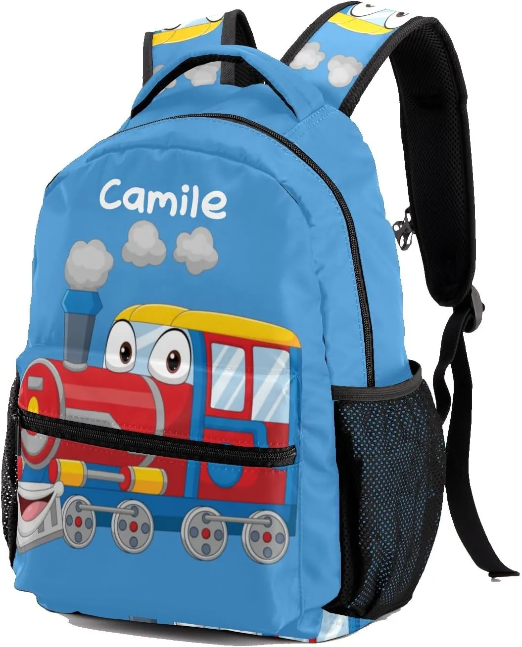 Cartoon Train Personalized Kids School Backpack Custom Name for Boys Girls Primary Daypack Bookbag Travel Bag