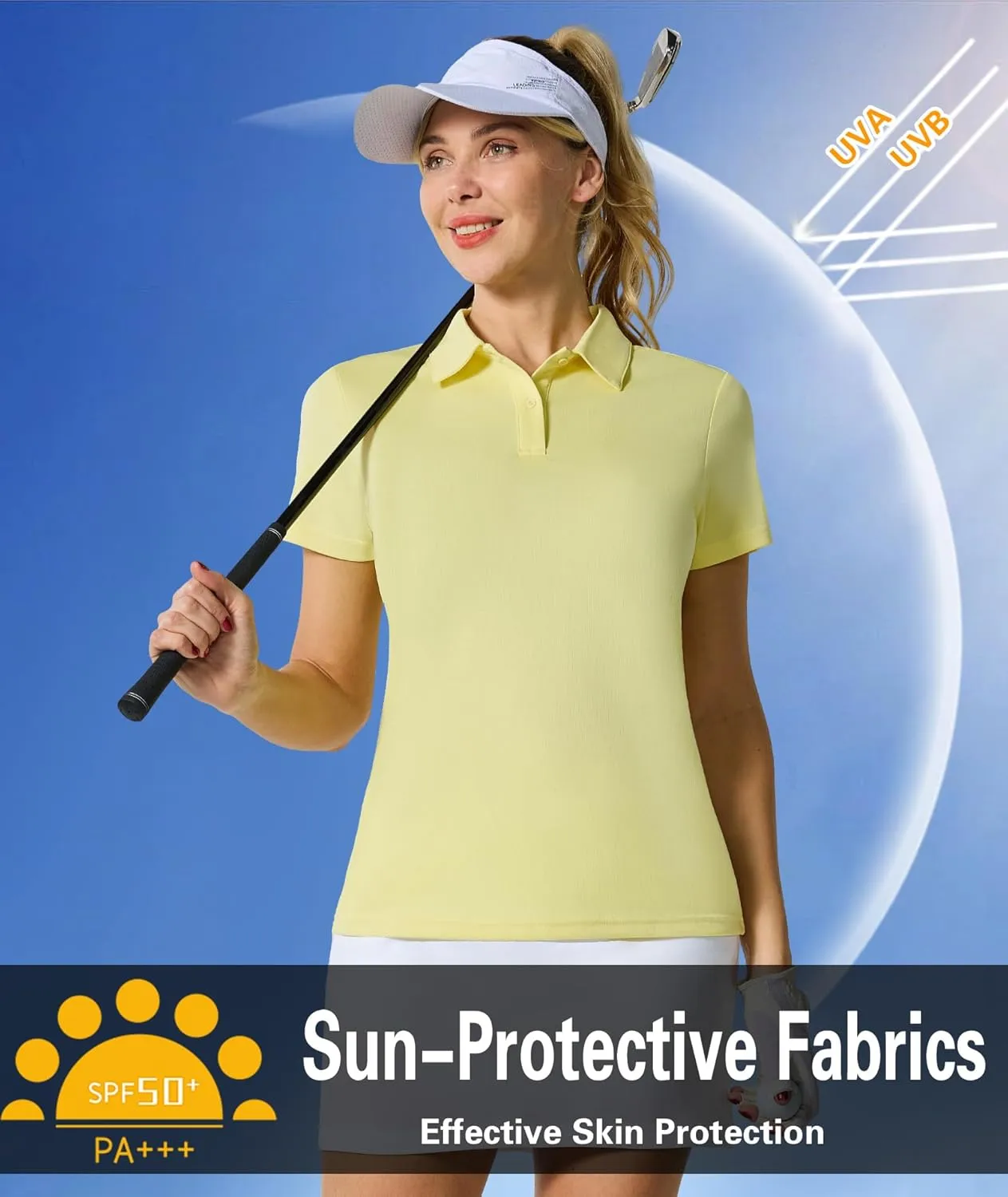 Casei Womens Polo Shirts Golf Shirts Quick Dry Moisture Wicking Black and White Polo Shirt