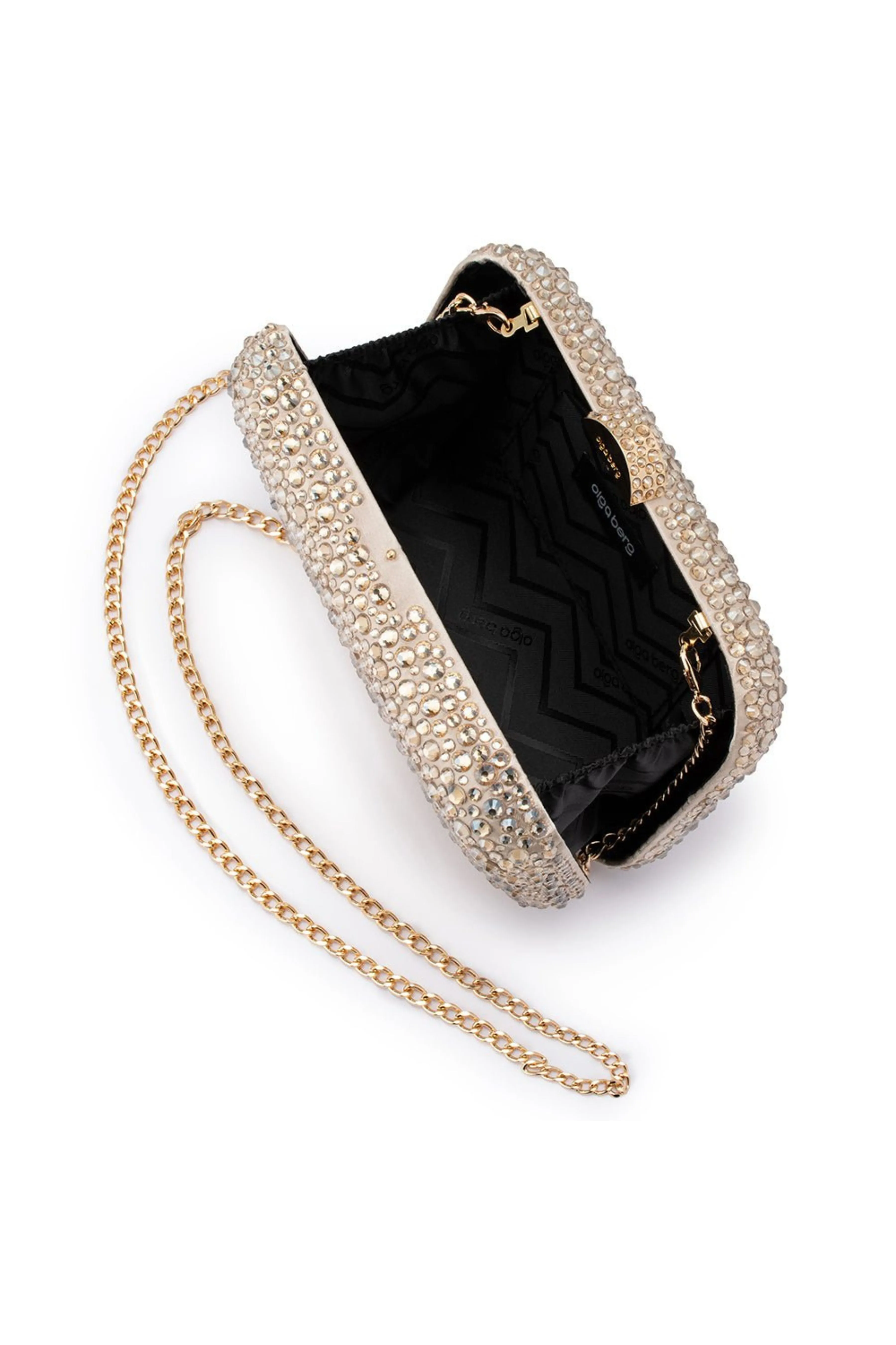 Casey Hot Fix Encrusted Crystal Clutch - Champagne Gold