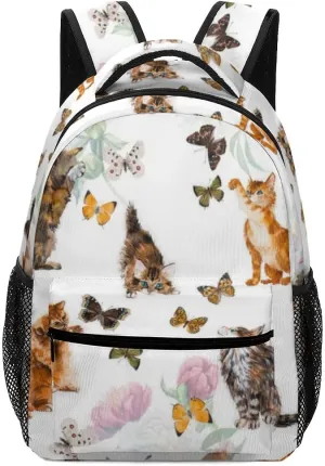 Casual Daypacks Backpacks Laptop Backpack Cats Butterflies Flowers Work Bussiness School Students Bookbag Travel Hiking Gym Bags Waterproof Lightweight Women Men