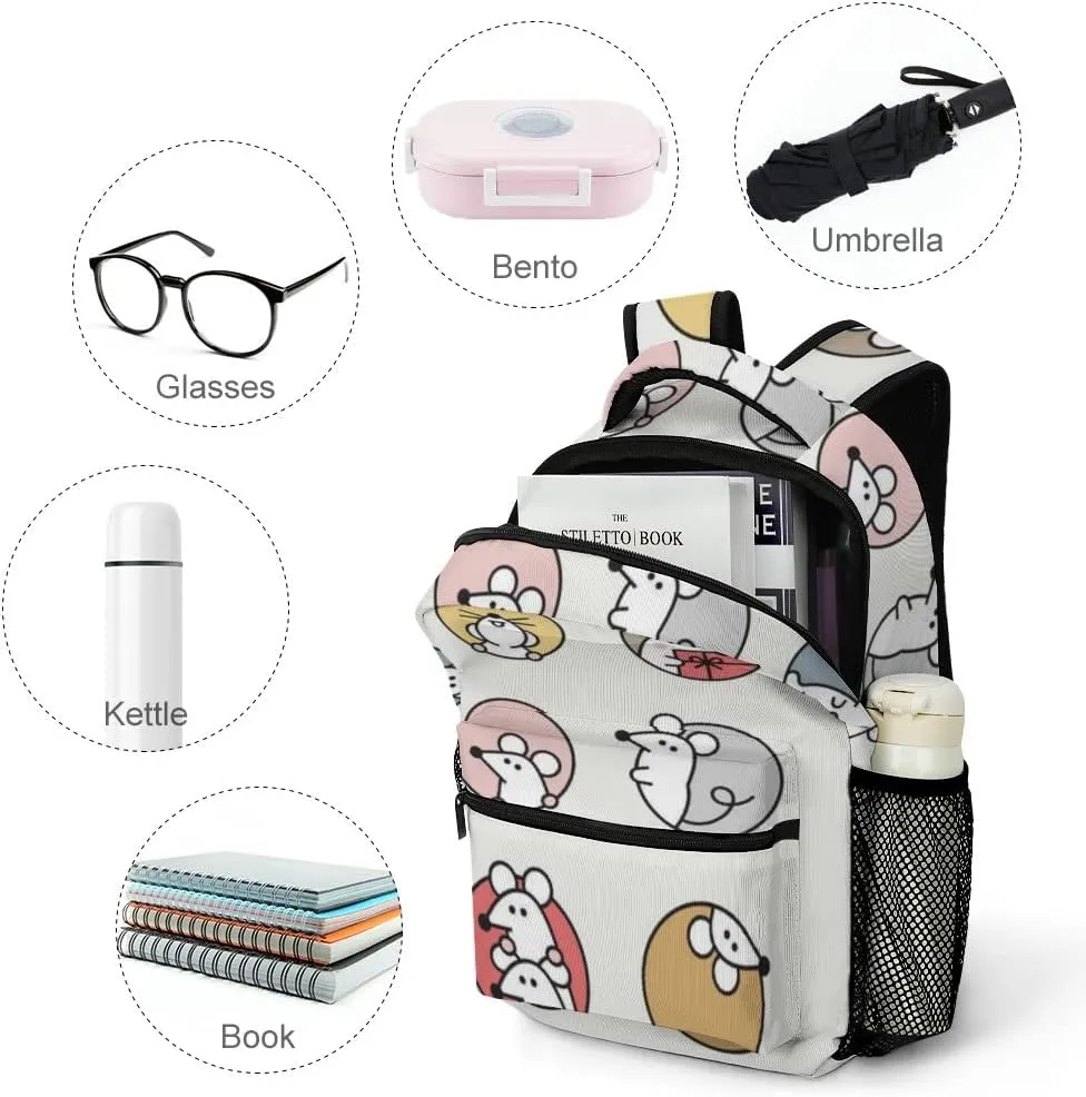 Casual Daypacks Backpacks Laptop Backpack Cute Mice Colorful Red Pink Work Bussiness School Students Bookbag Travel Hiking Gym Bags Waterproof Lightweight Women Men