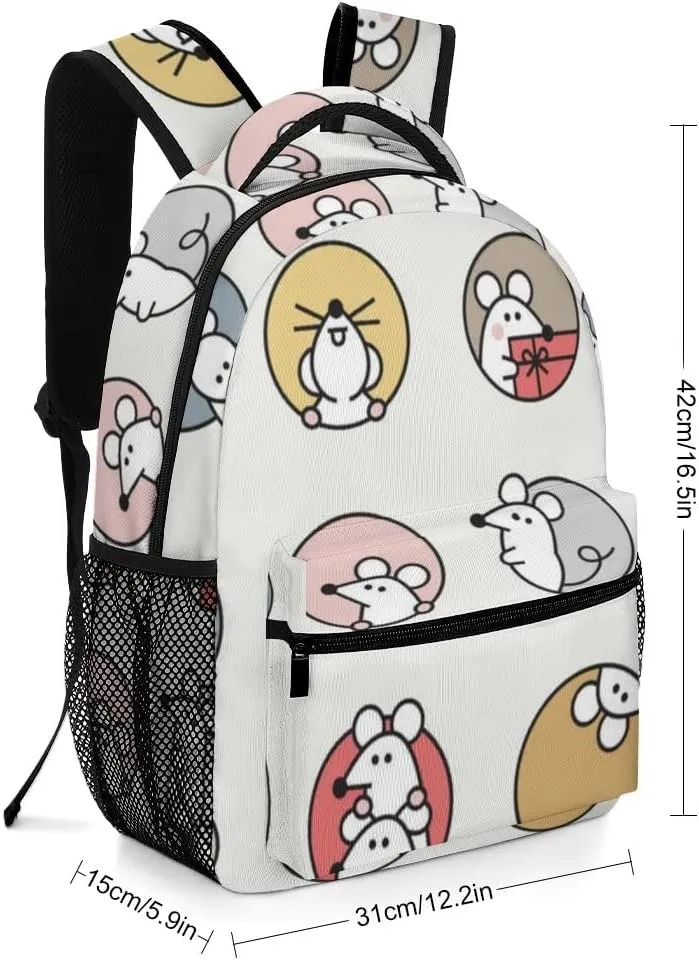 Casual Daypacks Backpacks Laptop Backpack Cute Mice Colorful Red Pink Work Bussiness School Students Bookbag Travel Hiking Gym Bags Waterproof Lightweight Women Men