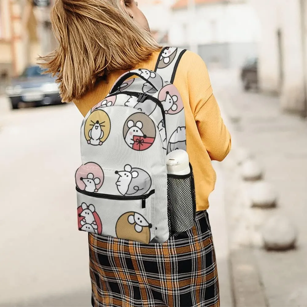 Casual Daypacks Backpacks Laptop Backpack Cute Mice Colorful Red Pink Work Bussiness School Students Bookbag Travel Hiking Gym Bags Waterproof Lightweight Women Men